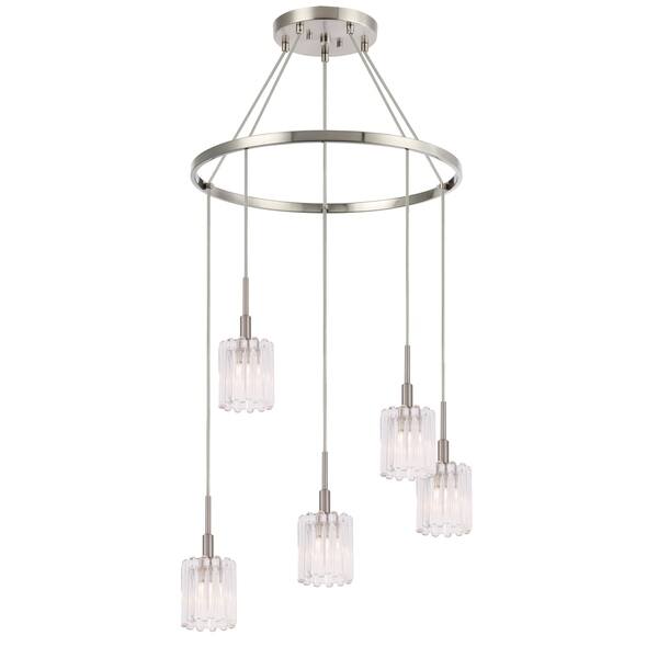 slide 2 of 9, Woodbridge Lighting Candice 5-light Pendant Chandelier Frosted