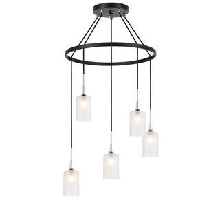 Woodbridge Lighting 20928CHZ Chelsea 5-light Pendant Chandelier (Opal Cylinder Glass) - Chandeliers For Bedrooms by Overstock.com