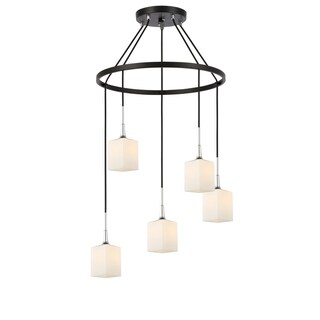 Woodbridge Lighting 20928CHZ Chelsea 5-light Pendant Chandelier (Opal Square Glass) - Chandeliers For Bedrooms by Overstock.com
