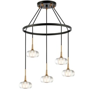 Woodbridge Lighting 20428-C00420 Christina 5-light Pendant Chandelier (Brass/Bronze) - Chandeliers For Bedrooms by Overstock.com