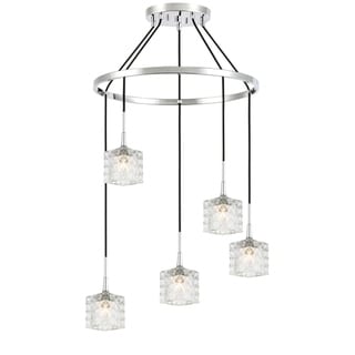 Woodbridge Lighting 20828CHR Bristol 5-light Pendant Chandelier (Clear Crystal Square) - Chandeliers For Bedrooms by Overstock.com