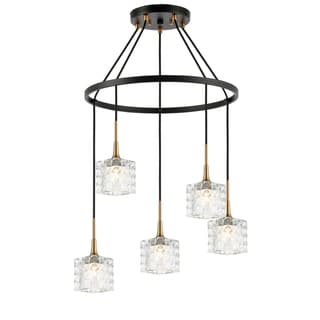 Woodbridge Lighting 20828CBZ Bristol 5-light Pendant Chandelier (Clear Crystal Square) - Chandeliers For Bedrooms by Overstock.com