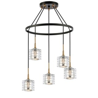 Woodbridge Lighting 20828CBZ Bristol 5-light Pendant Chandelier (Mercury Crystal Square) - Chandeliers For Bedrooms by Overstock.com