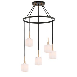 Woodbridge Lighting 18428-C80401 Langston 5-light Pendant Chandelier (Brass/Bronze) - Chandeliers For Bedrooms by Overstock.com