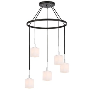 Woodbridge Lighting 18428-C80401 Langston 5-light Pendant Chandelier (Chrome/Bronze) - Chandeliers For Bedrooms by Overstock.com