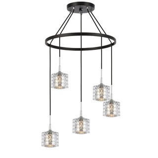Woodbridge Lighting 20828CHZ Bristol 5-light Pendant Chandelier (Mercury Crystal Square) - Chandeliers For Bedrooms by Overstock.com