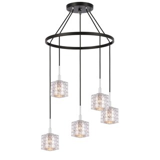 Woodbridge Lighting 21028CHZ Elise 5-light Pendant Chandelier (Mercury Crystal Square) - Chandeliers For Bedrooms by Overstock.com