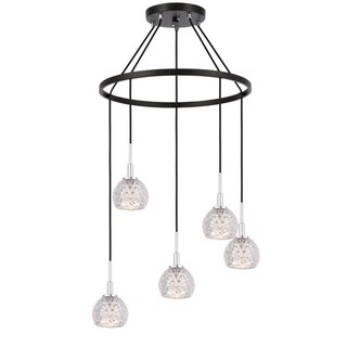 Woodbridge Lighting 21028CHZ Elise 5-light Pendant Chandelier (Mercury Crystal Ball) - Chandeliers For Bedrooms by Overstock.com