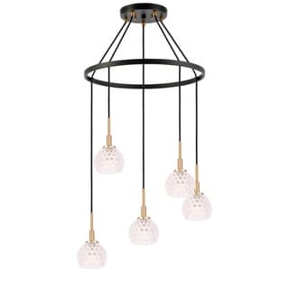 Woodbridge Lighting 21028CBZ Elise 5-light Pendant Chandelier (Clear Crystal Ball) - Chandeliers For Bedrooms by Overstock.com