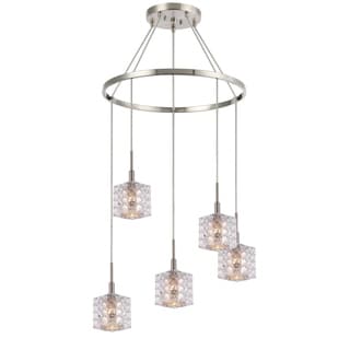 Woodbridge Lighting 21028STN Elise 5-light Pendant Chandelier (Mercury Crystal Square) - Chandeliers For Bedrooms by Overstock.com