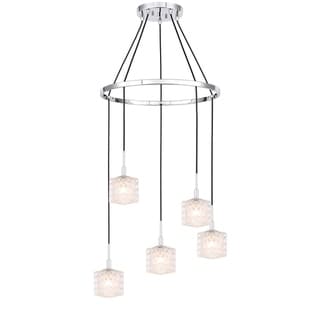 Woodbridge Lighting 21028CHR Elise 5-light Pendant Chandelier (Clear Crystal Square) - Chandeliers For Bedrooms by Overstock.com