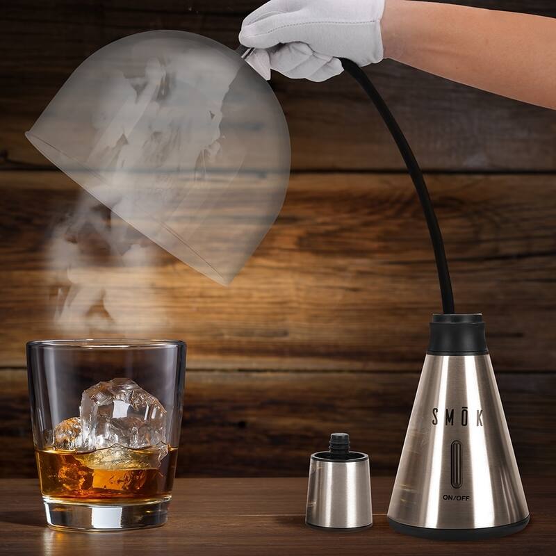 Modern Home SMOK Food and Drink Smoke Infuser w/Glass Dome Enclosure, Hickory/Applewood Smoking Chips Infusion Tool