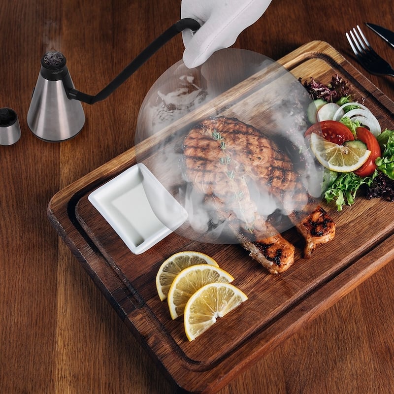 Modern Home SMOK Food and Drink Smoke Infuser w/Glass Dome Enclosure, Hickory/Applewood Smoking Chips Infusion Tool