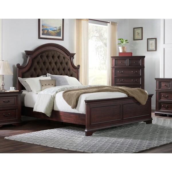 Copper Grove Hasselt Antique Mahogany Upholstered Panel Bed - Overstock ...