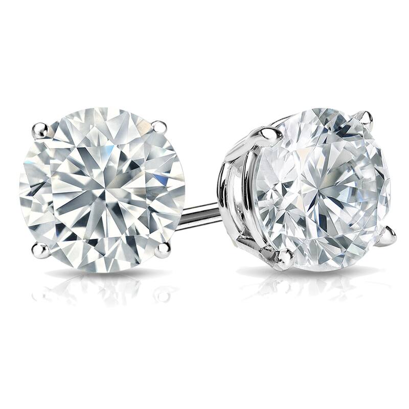 Auriya 2 carat TW Round Diamond Stud Earrings 14k Gold Certified (G-H, SI2-I1) - White
