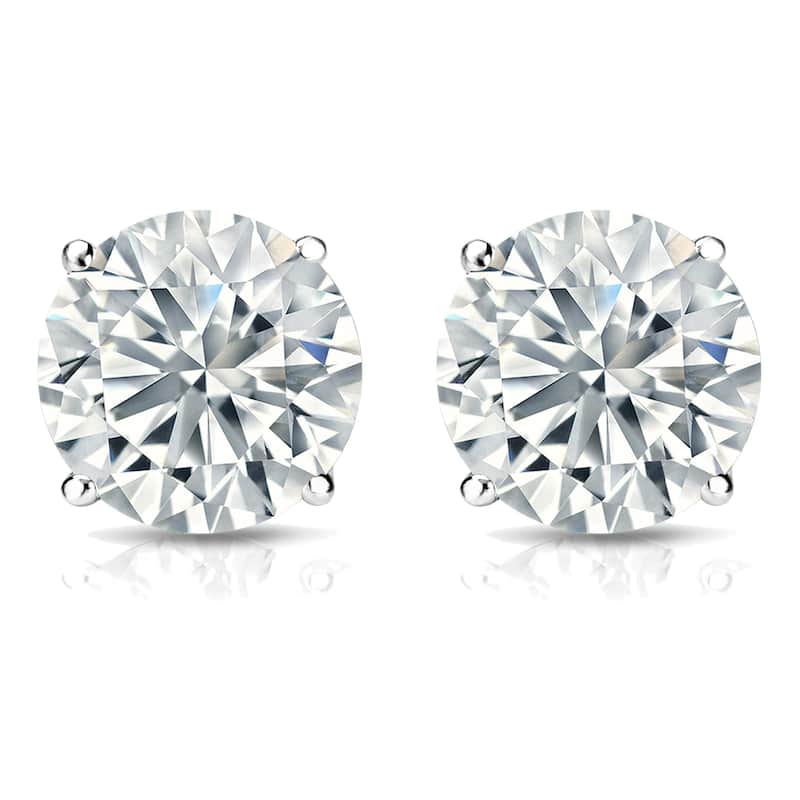 Auriya 2 carat TW Round Diamond Stud Earrings 14k Gold Certified (G-H, SI2-I1)