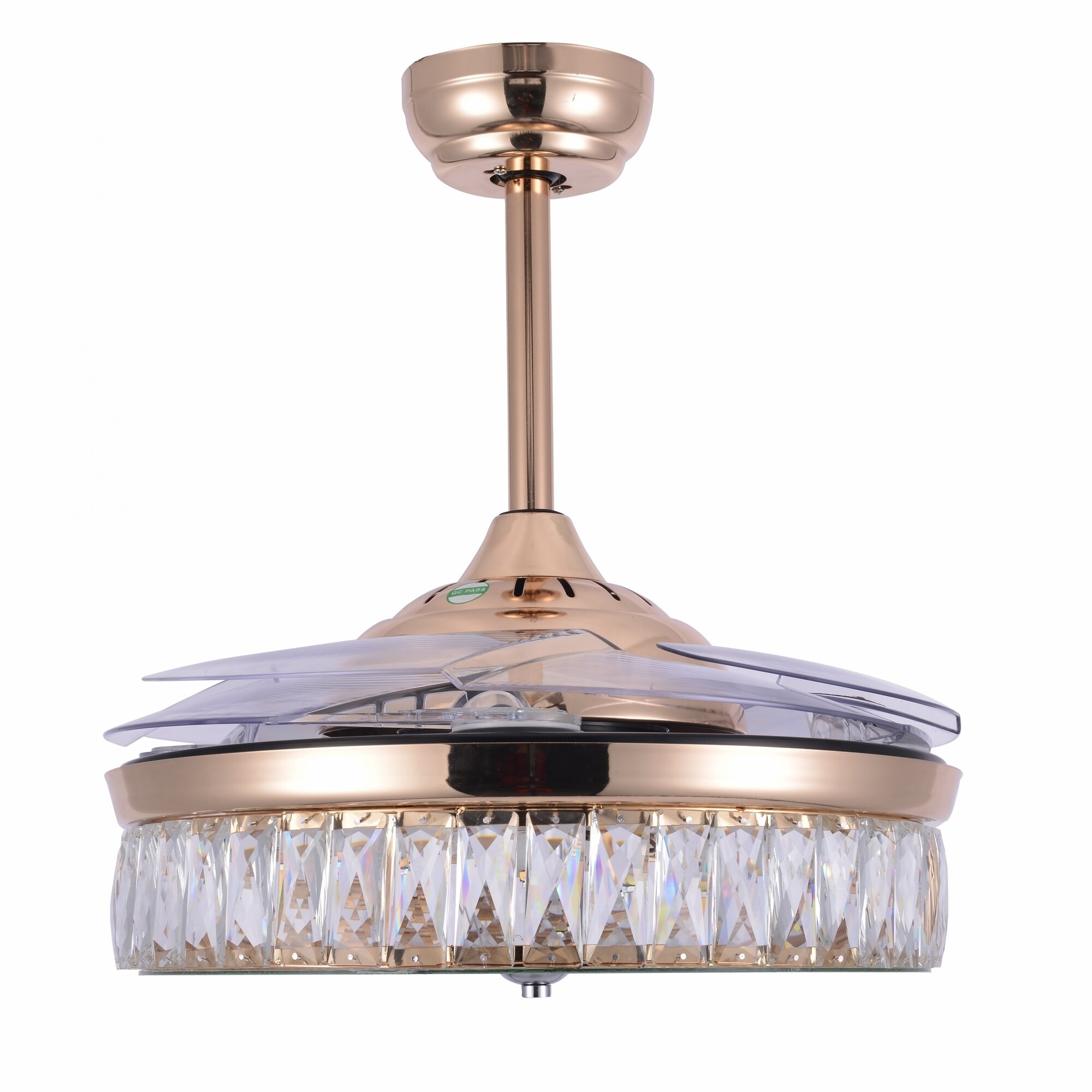 Shop Crystal Retractable Ceiling Fan With Glass Shade Led Light