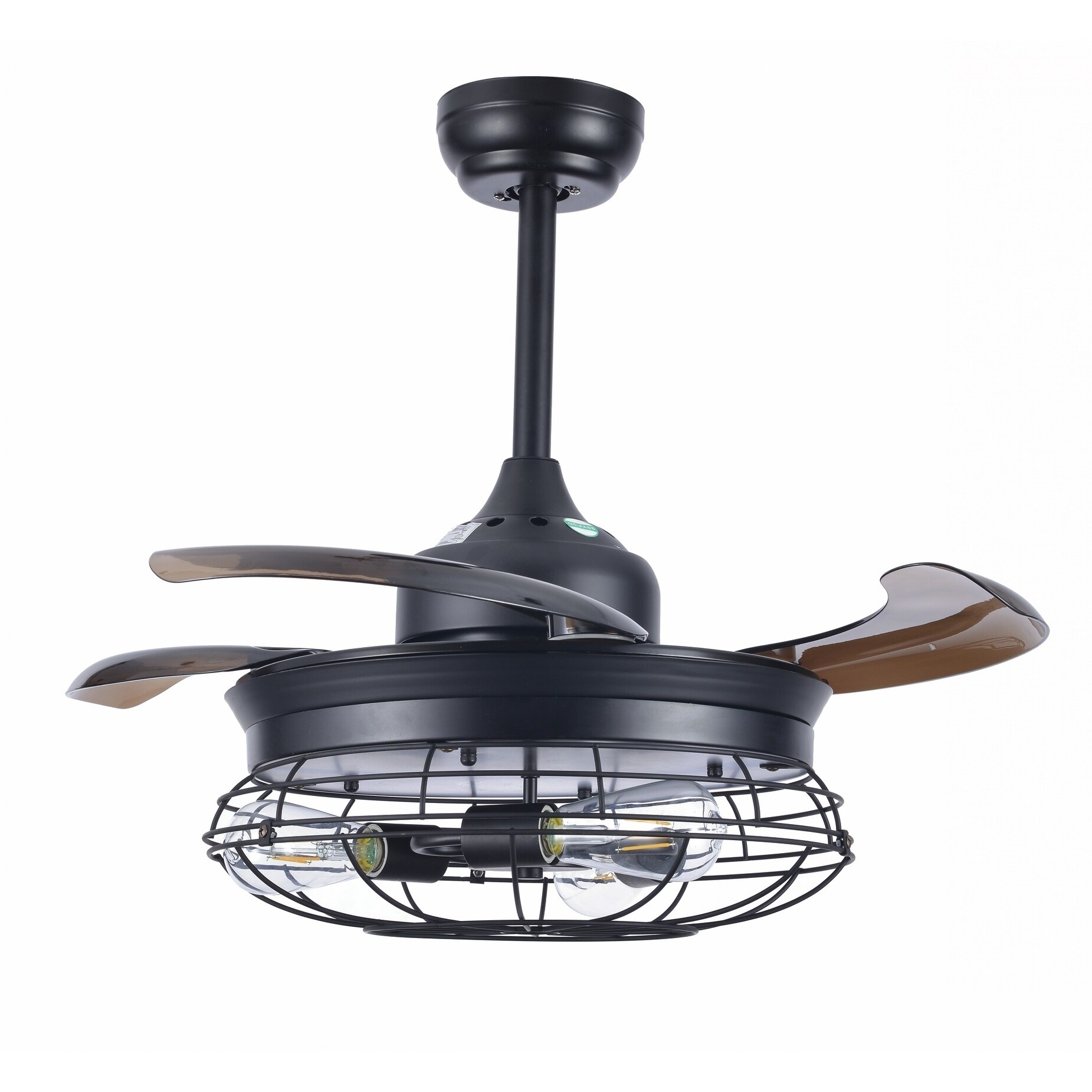 36 Modern Industrial Retractable Ceiling Fan With Cage 36 Inches