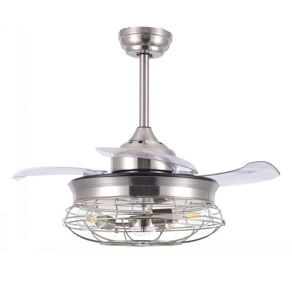 36 Modern Industrial Retractable Ceiling Fan With Cage 36 Inches Overstock 29530053