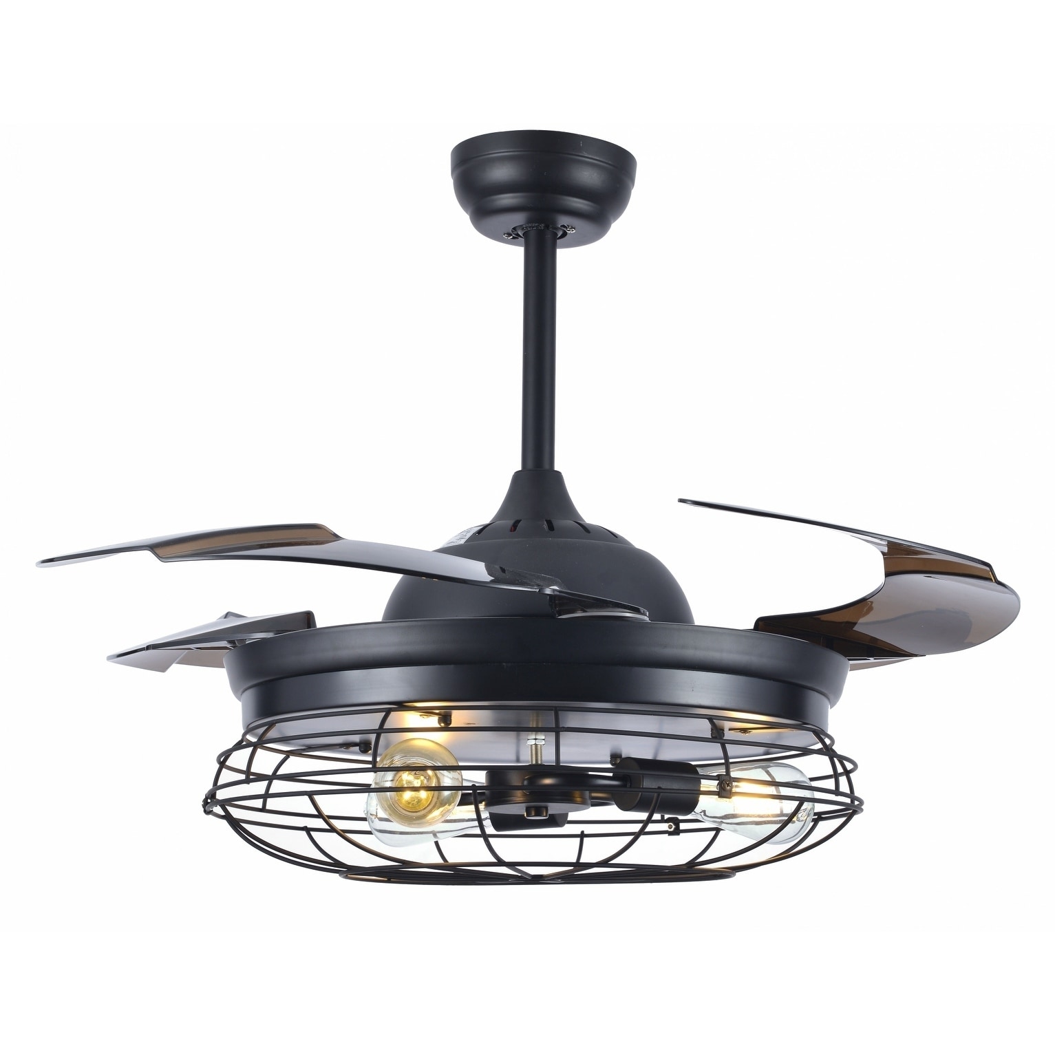 42 Modern Industrial Cage Ceiling Fan With Retractable Blades 42 Inches