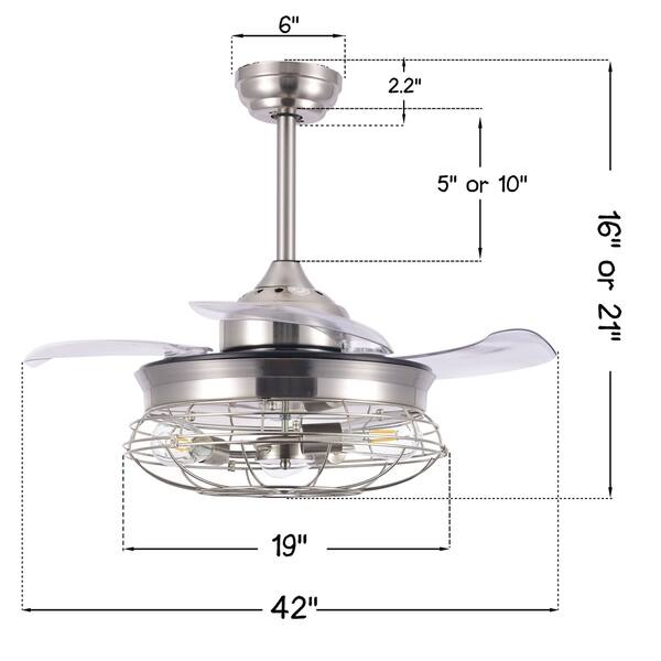 Shop 42 Modern Industrial Cage Ceiling Fan With Retractable