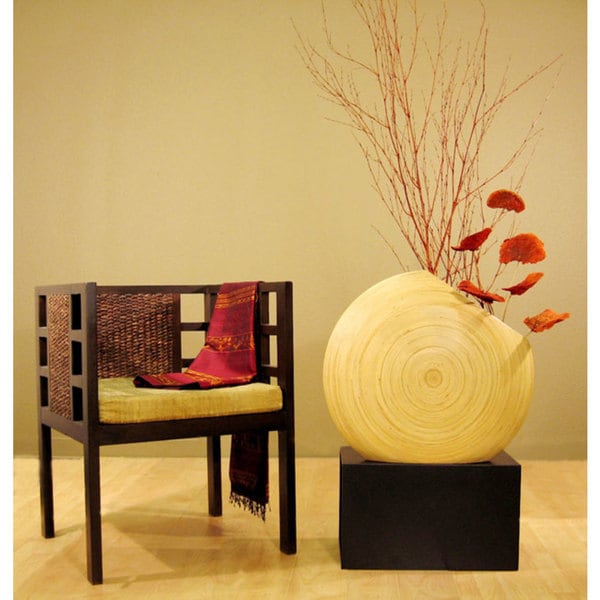Giant Bamboo Circle Vase and Floral Stems