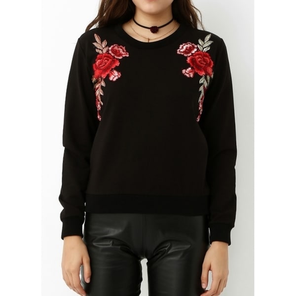 red floral sweatshirt