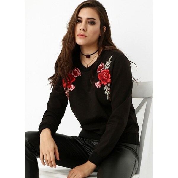 red floral sweatshirt