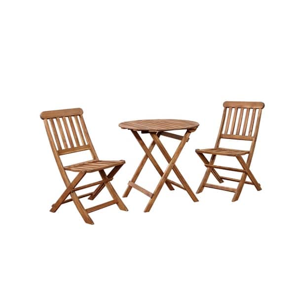 Shop 3 Piece Wooden Cafe Set With Foldable Chairs And Table Brown
