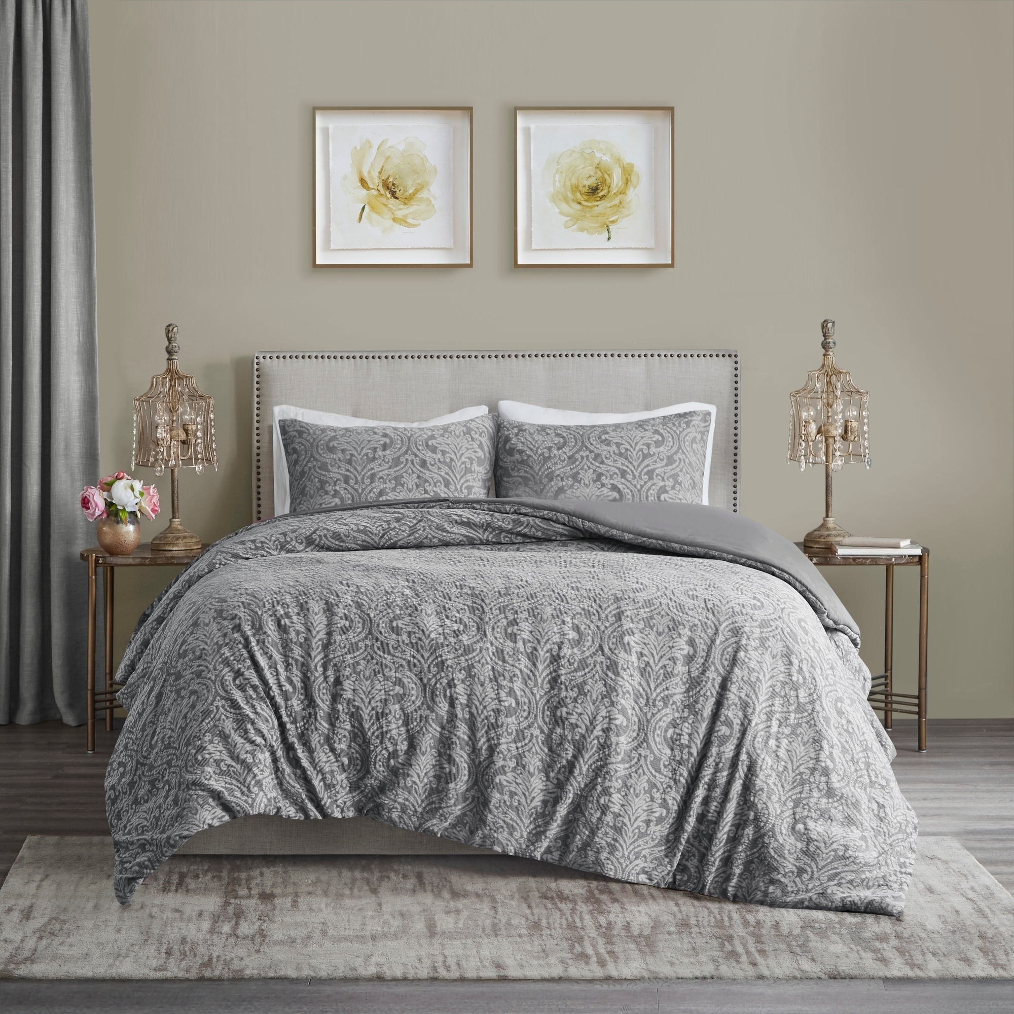 Shop Madison Park Eveleen Damask Matelasse Cotton Duvet Cover Set