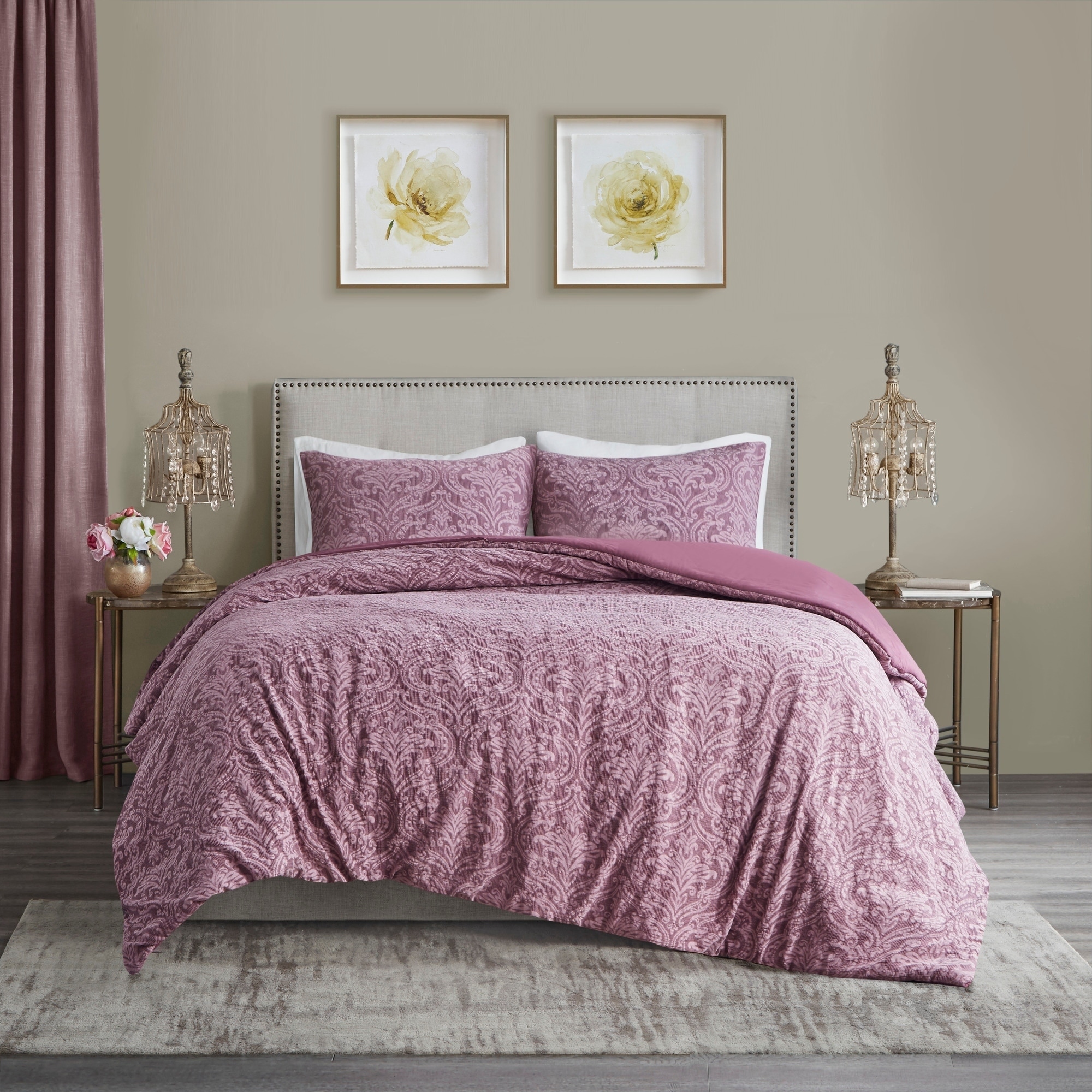 Shop Madison Park Eveleen Damask Matelasse Cotton Duvet Cover Set