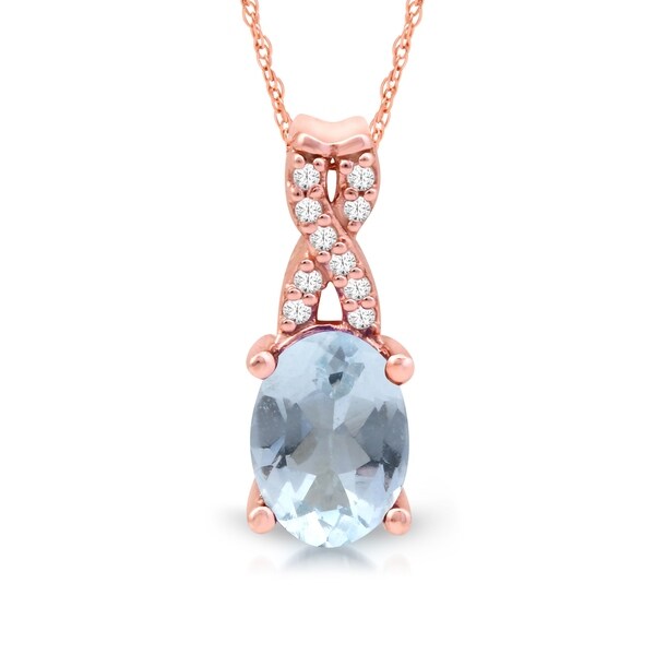 1/20ct TDW Diamond Gemstone Necklace in 10k Rose Gold