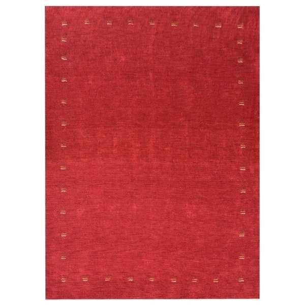 Hand Made Gabbeh Silk Indian Oriental Contemporary Area Rug Solid Red - 10' x 13'