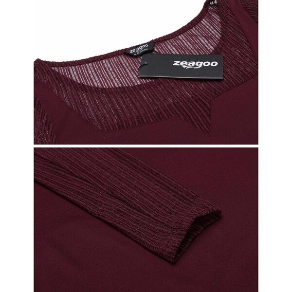 Zeagoo Womens Short Sleeve Round Neck Mesh Patchwork Top Shirt
