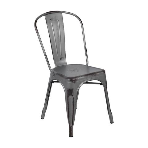 Carbon Loft Fong Distressed Silver Metal Indoo/r Outdoor Stackable Chair