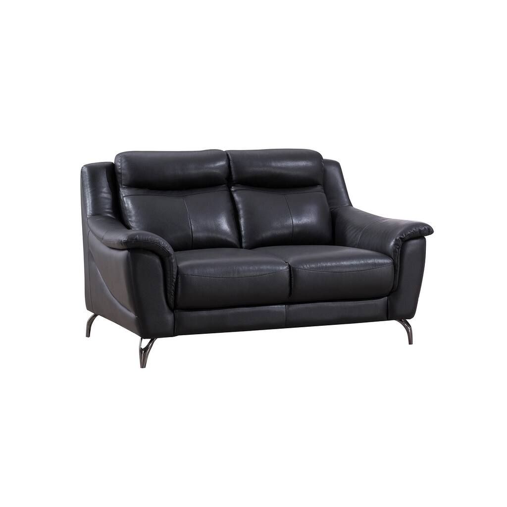 Modern Leather Upholstered Pillow Top Loveseat