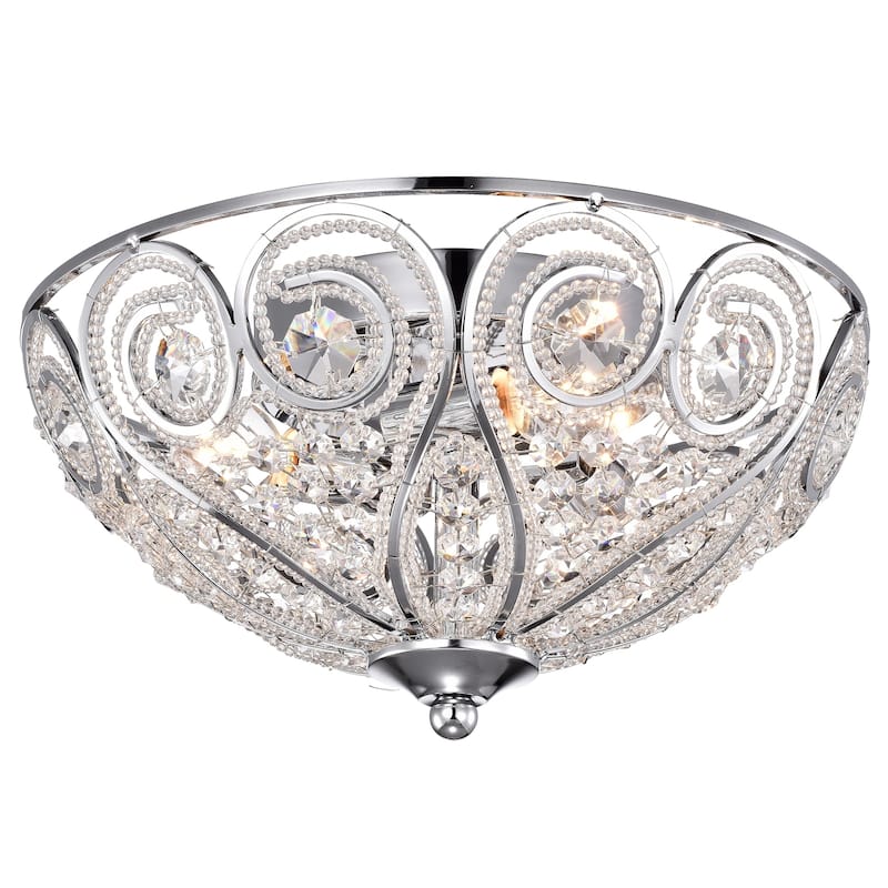 Silver Orchid Gilbert 3-Light Chrome and Crystal Flush Mount with Crystal Bowl Shade