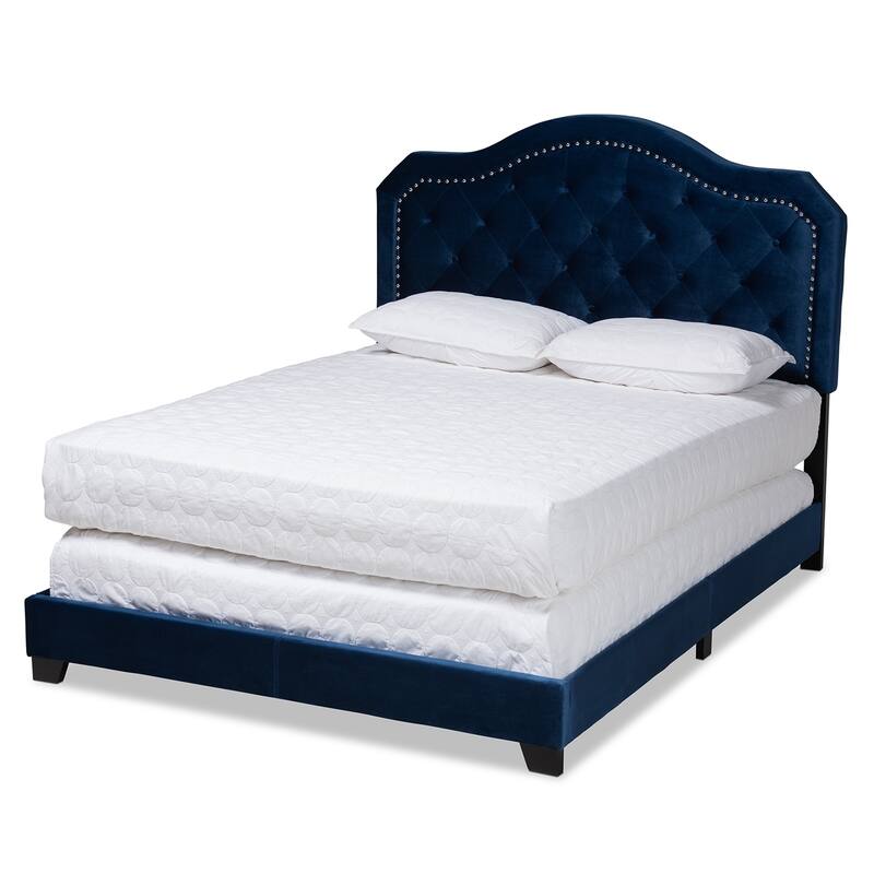Gracewood Hollow Tansi Modern Upholstered Button-tufted Bed - Navy Blue - Queen