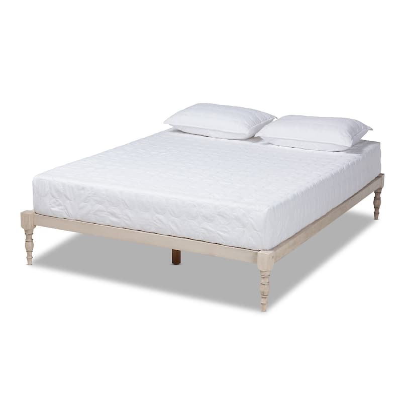 Iseline Modern and Contemporary Platform Bed Frame - Antique White - Queen
