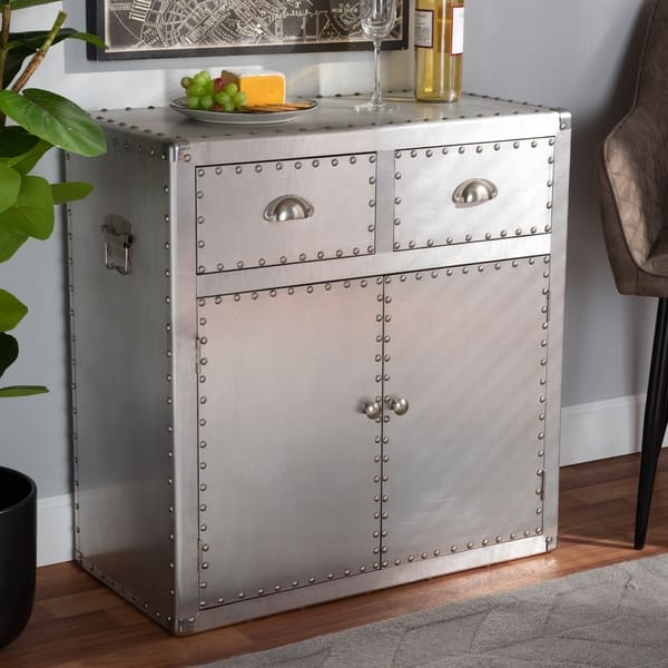 Carbon Loft Rameses French Industrial Silver Metal 2 Door Accent Storage Cabinet On Sale Overstock 29551110