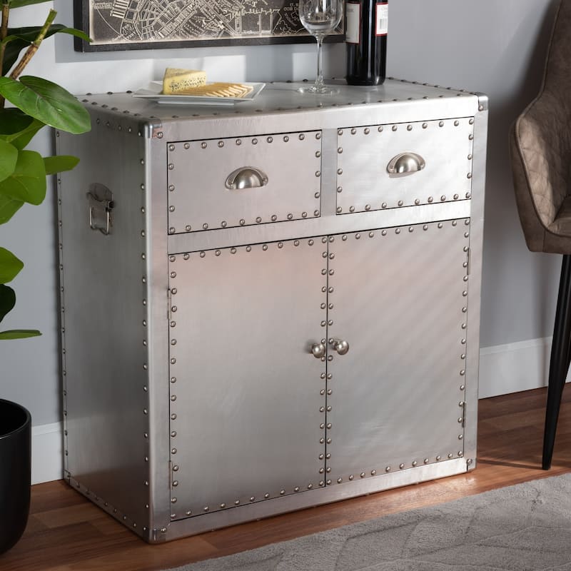 Carbon Loft Rameses French Industrial Silver Metal 2-door Accent Storage Cabinet