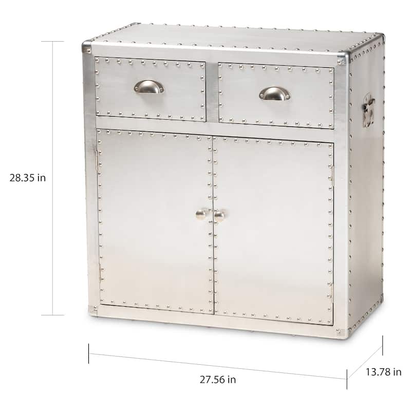 Carbon Loft Rameses French Industrial Silver Metal 2-door Accent Storage Cabinet