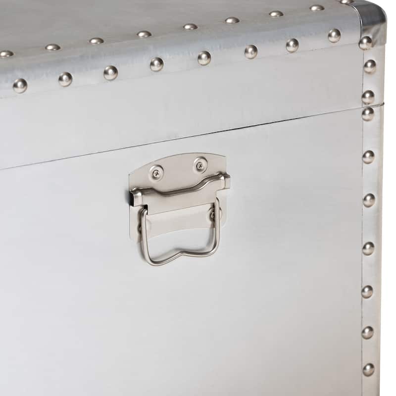Carbon Loft Rameses French Industrial Silver Metal Storage Trunk