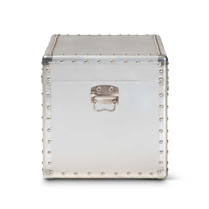 Carbon Loft Rameses French Industrial Silver Metal Storage Trunk