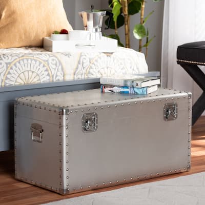 Carbon Loft Rameses French Industrial Silver Metal Storage Trunk