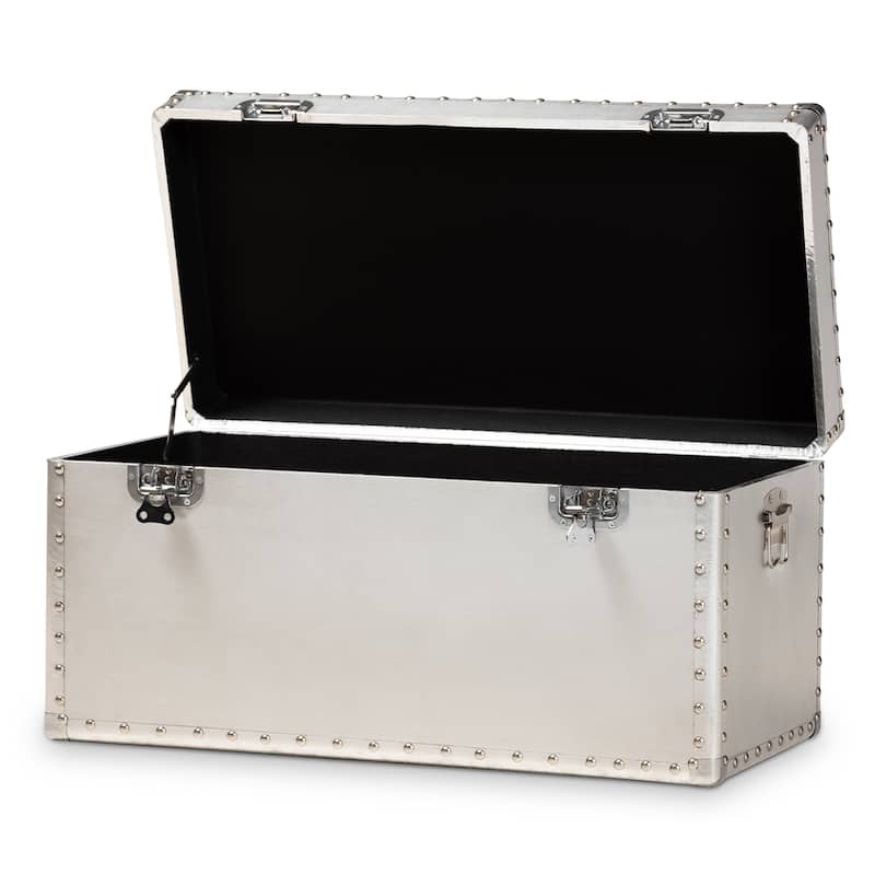 Carbon Loft Rameses French Industrial Silver Metal Storage Trunk