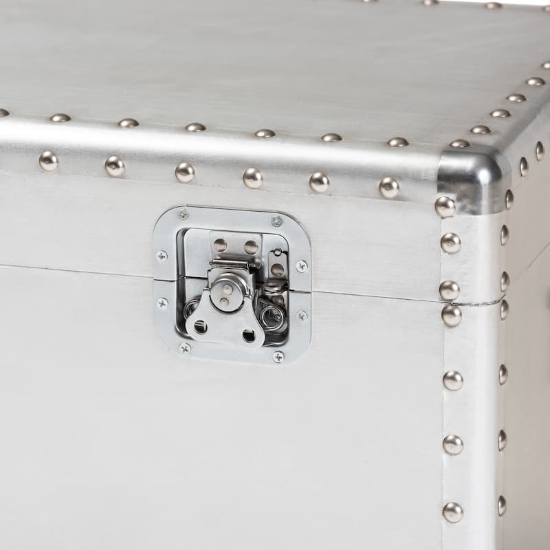 Carbon Loft Rameses French Industrial Silver Metal Storage Trunk