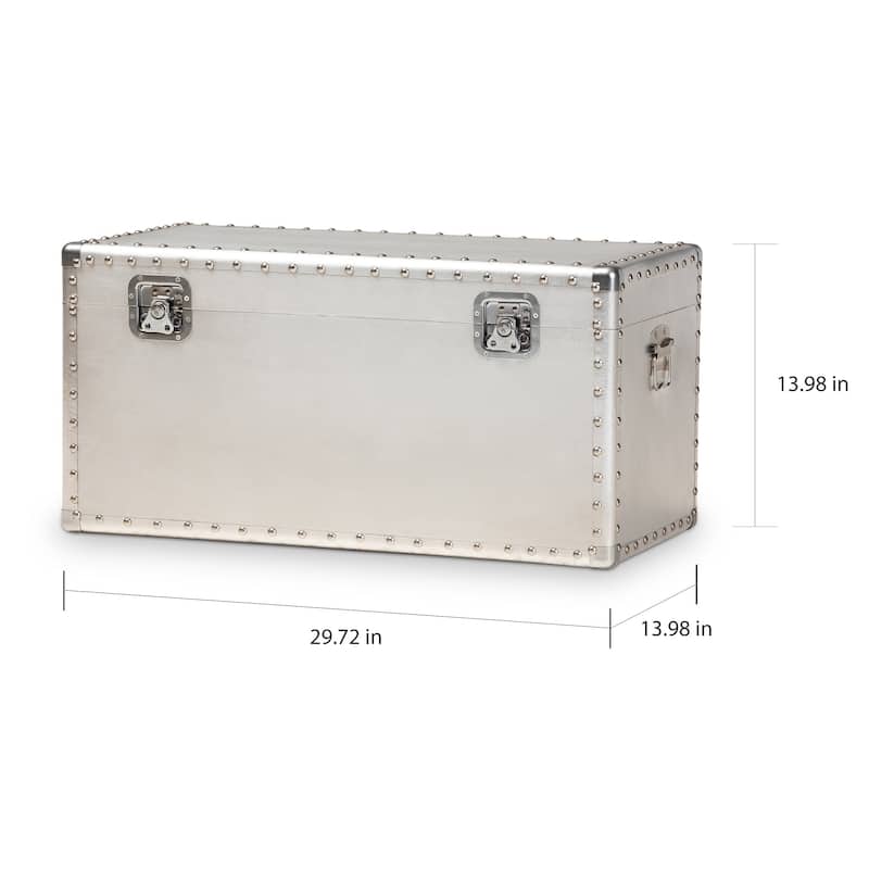 Carbon Loft Rameses French Industrial Silver Metal Storage Trunk