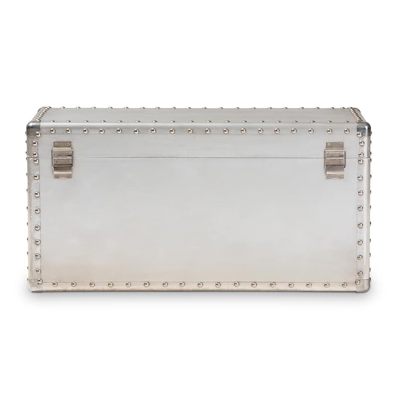 Carbon Loft Rameses French Industrial Silver Metal Storage Trunk