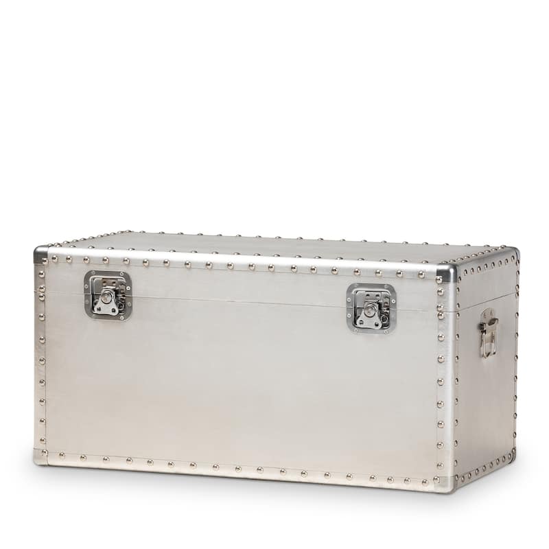 Carbon Loft Rameses French Industrial Silver Metal Storage Trunk - N/A